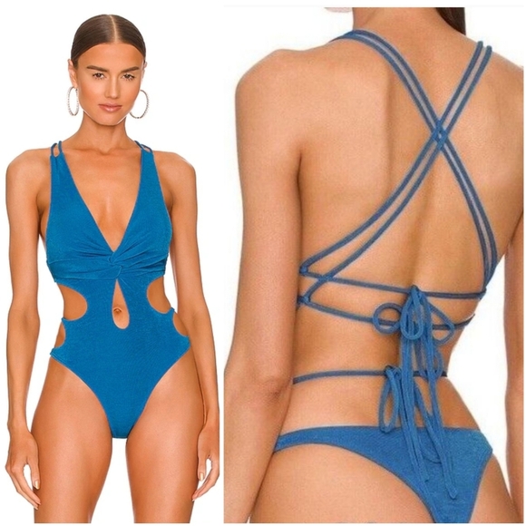 NWT h:ours Revolve Brianna Bodysuit in Blue XL - Picture 1 of 8